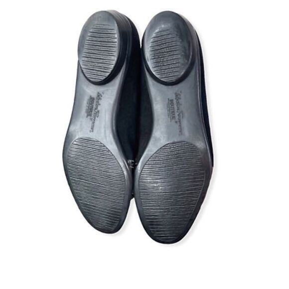 Salvatore Ferragamo Womens Spectator Ballet Flats Shoes Black Wingtip Bow 7.5 B - Picture 12 of 12